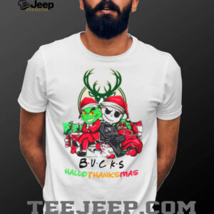 Grinch And Jack Milwaukee Bucks Friends HalloThanksMas T Shirt