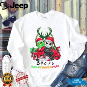 Grinch And Jack Milwaukee Bucks Friends HalloThanksMas T Shirt