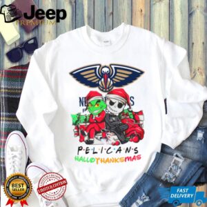Grinch And Jack New Orleans Pelicans Friends HalloThanksMas T Shirt