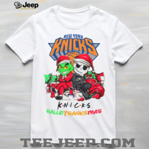 Grinch And Jack New York Knicks Friends HalloThanksMas T Shirt