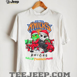 Grinch And Jack New York Knicks Friends HalloThanksMas T Shirt