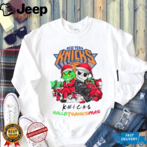 Grinch And Jack New York Knicks Friends HalloThanksMas T Shirt