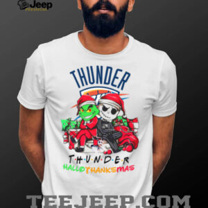 Grinch And Jack Oklahoma City Thunder Friends HalloThanksMas T Shirt