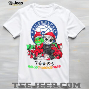 Grinch And Jack Philadelphia 76ers Friends HalloThanksMas T Shirt