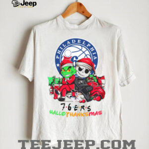 Grinch And Jack Philadelphia 76ers Friends HalloThanksMas T Shirt