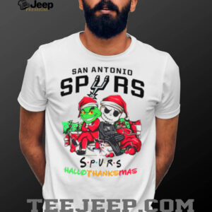 Grinch And Jack San Antonio Spurs Friends HalloThanksMas T Shirt