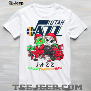 Grinch And Jack Utah Jazz Friends HalloThanksMas T Shirt