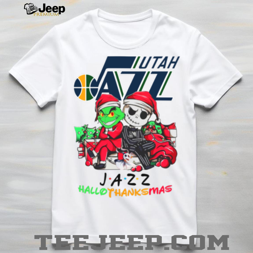 Grinch And Jack Utah Jazz Friends HalloThanksMas T Shirt Grinch And Jack Utah Jazz Friends HalloThanksMas T Shirt