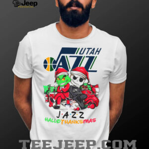 Grinch And Jack Utah Jazz Friends HalloThanksMas T Shirt
