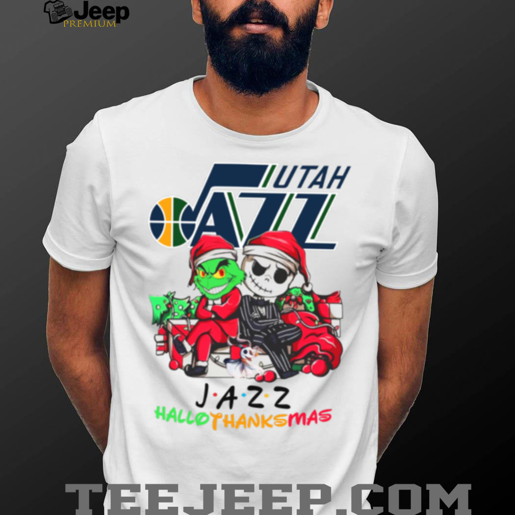 Grinch And Jack Utah Jazz Friends HalloThanksMas T Shirt Grinch And Jack Utah Jazz Friends HalloThanksMas T Shirt