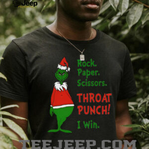 Grinch Rock Paper Scissors Throat Punch I Win Christmas Shirt