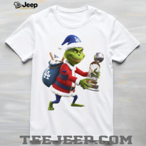 Grinch Santa Claus holding Trophy Los Angeles Dodgers MLB Baseball 2025 shirt Grinch Santa Claus holding Trophy Los Angeles Dodgers MLB Baseball 2025 shirt