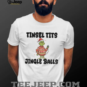Grinch Santa Claus tinsel tits jingle balls Merry Christmas shirt