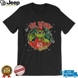 Grinch Santa Six Seven Checkered Hat Mean Guy Bruh Joke Christmas shirt