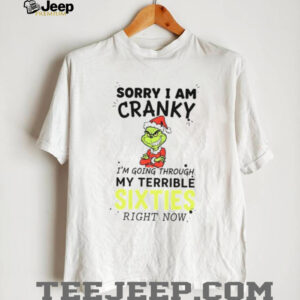 Grinch Santa sorry I am cranky I’m going through my terrible sixties right now Merry Christmas shirt