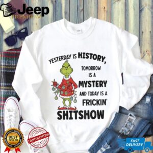 Grinch Santa yesterday is history tomorrow is a mystery and today is a frickin’ shitshow Christmas shirt