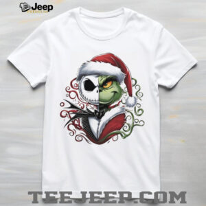 Grinch and Jack Skellington Christmas Holiday Movie Friends Santa Hat Christmas shirt