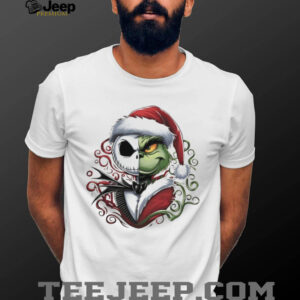 Grinch and Jack Skellington Christmas Holiday Movie Friends Santa Hat Christmas shirt