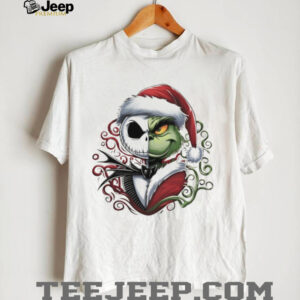 Grinch and Jack Skellington Christmas Holiday Movie Friends Santa Hat Christmas shirt