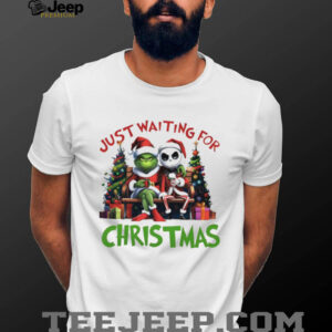Grinch and Jack Skellington Funny Christmas Just Waiting for Christmas shirt