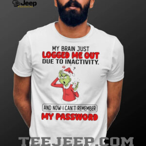 Grinch my brain just logged me out due to inactivity Christmas shirt