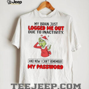 Grinch my brain just logged me out due to inactivity Christmas shirt