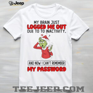 Grinch my brain just logged me out due to to inactivity Christmas shirt
