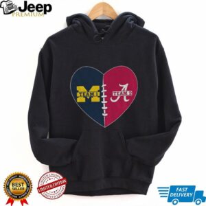 Heart Divided Michigan Wolverines team 1 vs Alabama Crimson Tide team 2 logo shirt