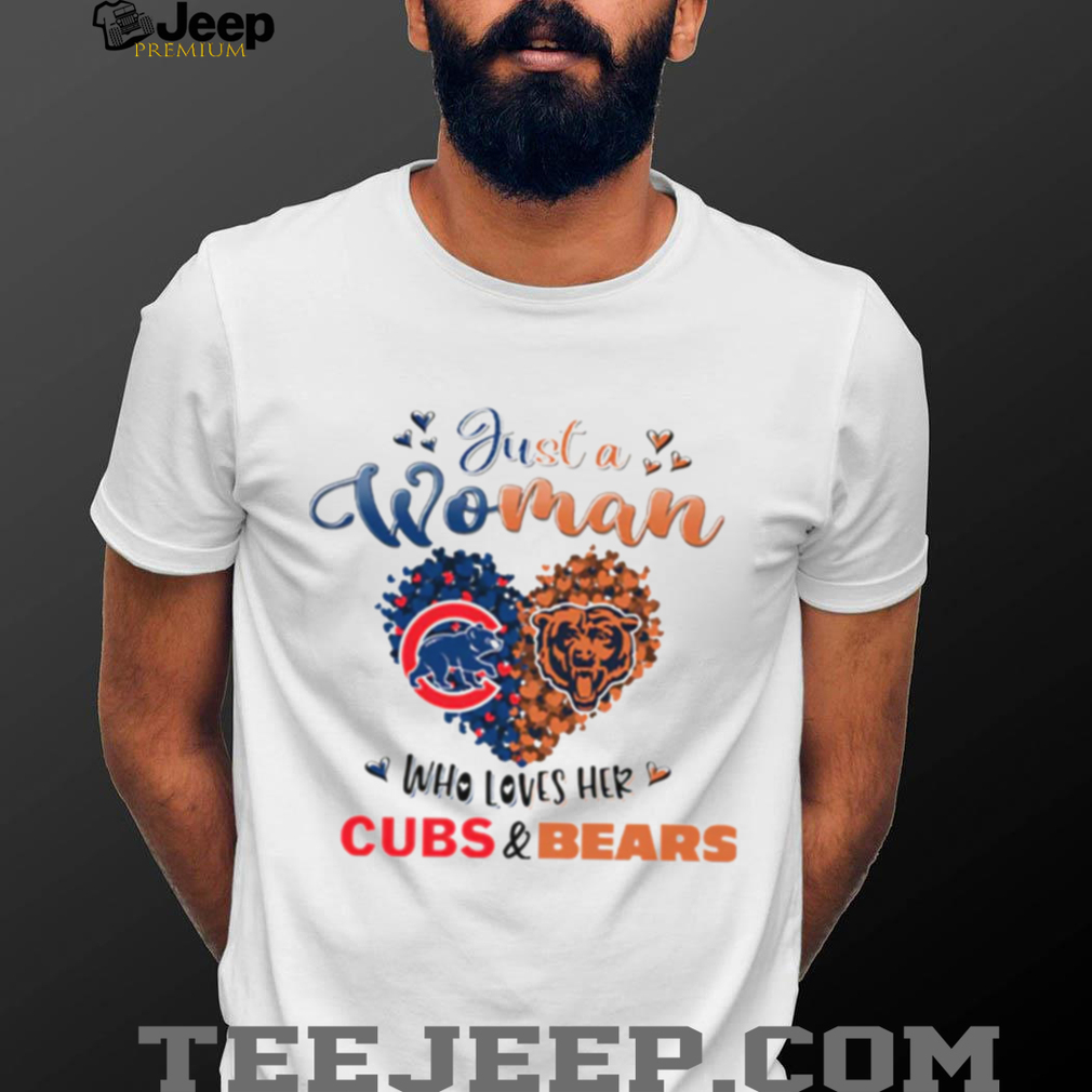 Hearts Never Underestimate A Woman Who Loves The Chicago Bears And Chicago Cubs Shirt Hearts Never Underestimate A Woman Who Loves The Chicago Bears And Chicago Cubs Shirt