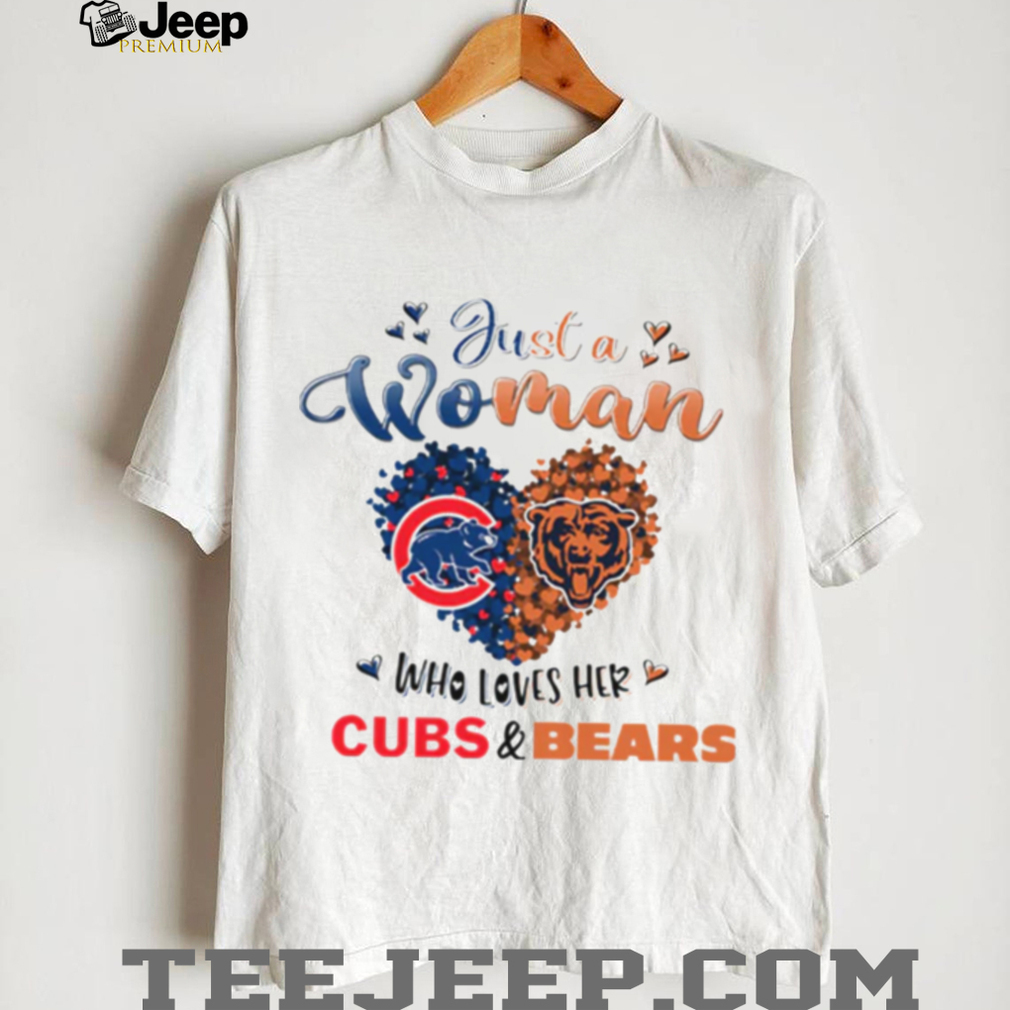 Hearts Never Underestimate A Woman Who Loves The Chicago Bears And Chicago Cubs Shirt Hearts Never Underestimate A Woman Who Loves The Chicago Bears And Chicago Cubs Shirt