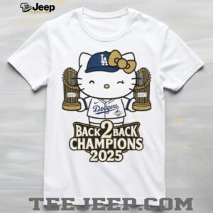Hello Kitty holding Trophy Back to Back Los Angeles Dodgers MLB Baseball 2025 shirt