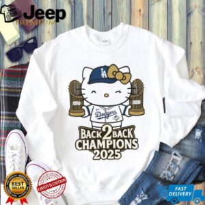 Hello Kitty holding Trophy Back to Back Los Angeles Dodgers MLB Baseball 2025 shirt