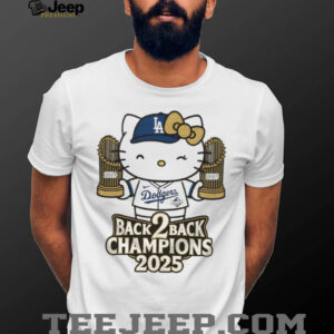 Hello Kitty holding Trophy Back to Back Los Angeles Dodgers MLB Baseball 2025 shirt