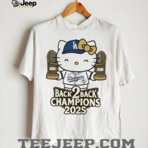 Hello Kitty holding Trophy Back to Back Los Angeles Dodgers MLB Baseball 2025 shirt