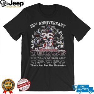 Houston Texans 26th Anniversary 1999 2025 H Town thank you for the memories signatures shirt