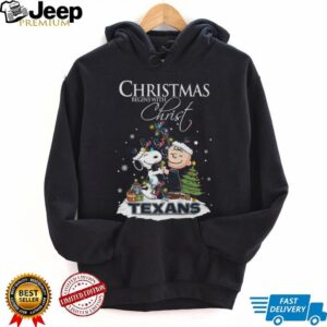 Houston Texans Snoopy Begins With Christ And Friends Peanuts Christmas Shirt