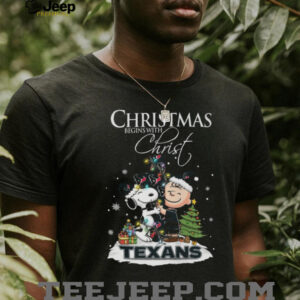 Houston Texans Snoopy Begins With Christ And Friends Peanuts Christmas Shirt