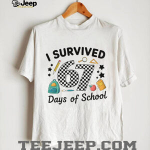 I Survived 67 Days of School Retro Checkered School Graphic shirt