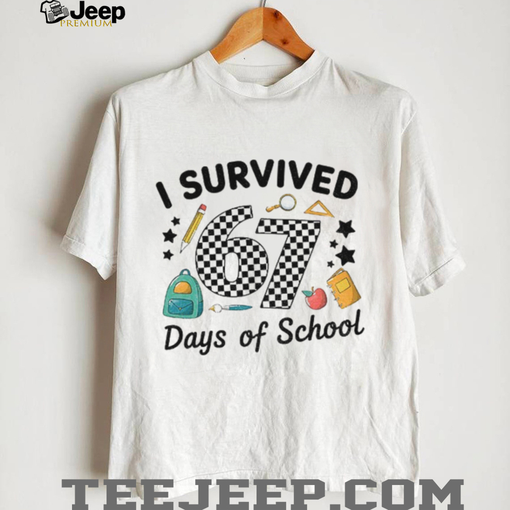 I Survived 67 Days of School Retro Checkered School Graphic shirt I Survived 67 Days of School Retro Checkered School Graphic shirt