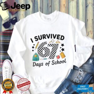 I Survived 67 Days of School Retro Checkered School Graphic shirt
