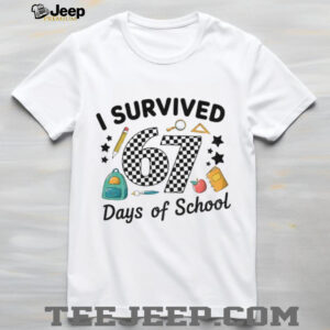 I Survived 67 Days of School Retro Checkered School Graphic shirt