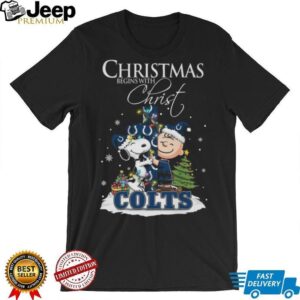Indianapolis Colts Snoopy Begins With Christ And Friends Peanuts Christmas Shirt