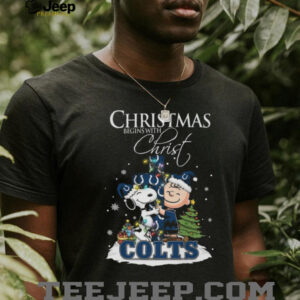 Indianapolis Colts Snoopy Begins With Christ And Friends Peanuts Christmas Shirt