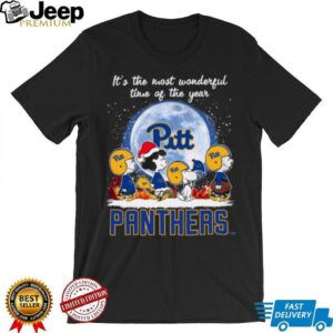 It’s The Most Wonderful Time Of The Years Peanuts Characters X Pittsburgh Panthers Merry Christmas T Shirt