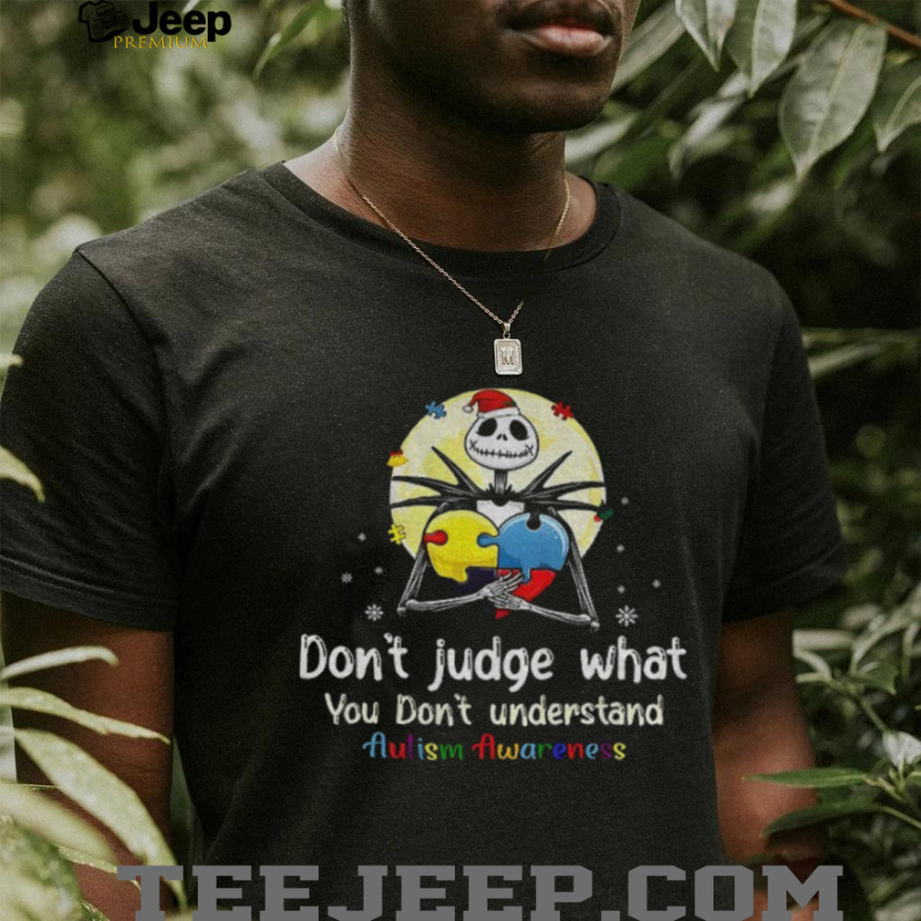 Jack Skellington Santa hat don’t judge what you don’t understand autism awareness Merry Christmas shirt Jack Skellington Santa hat don’t judge what you don’t understand autism awareness Merry Christmas shirt