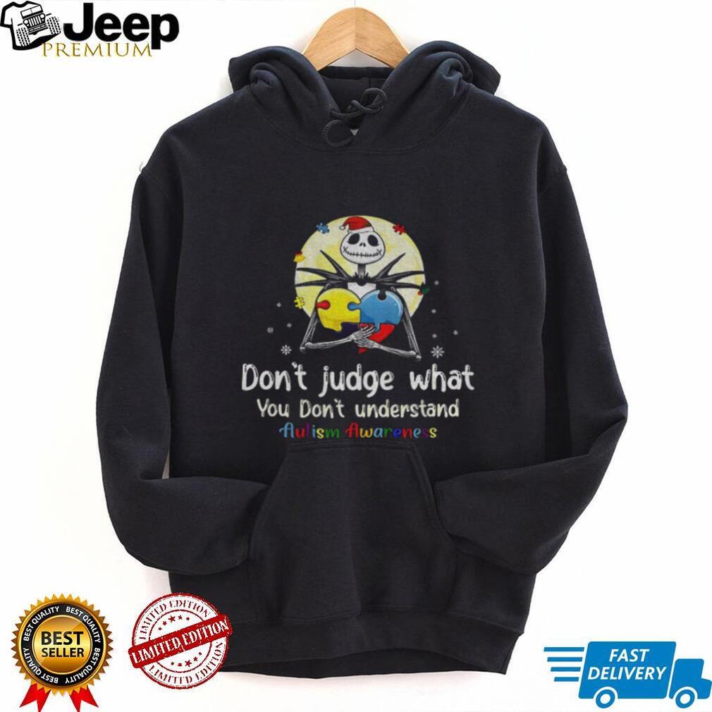 Jack Skellington Santa hat don’t judge what you don’t understand autism awareness Merry Christmas shirt Jack Skellington Santa hat don’t judge what you don’t understand autism awareness Merry Christmas shirt