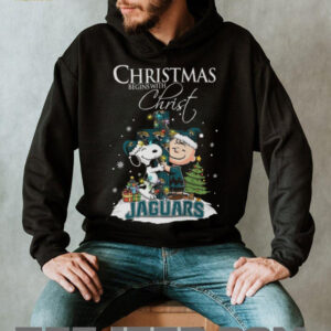 Jacksonville Jaguars Snoopy Begins With Christ And Friends Peanuts Christmas Shirt Jacksonville Jaguars Snoopy Begins With Christ And Friends Peanuts Christmas Shirt
