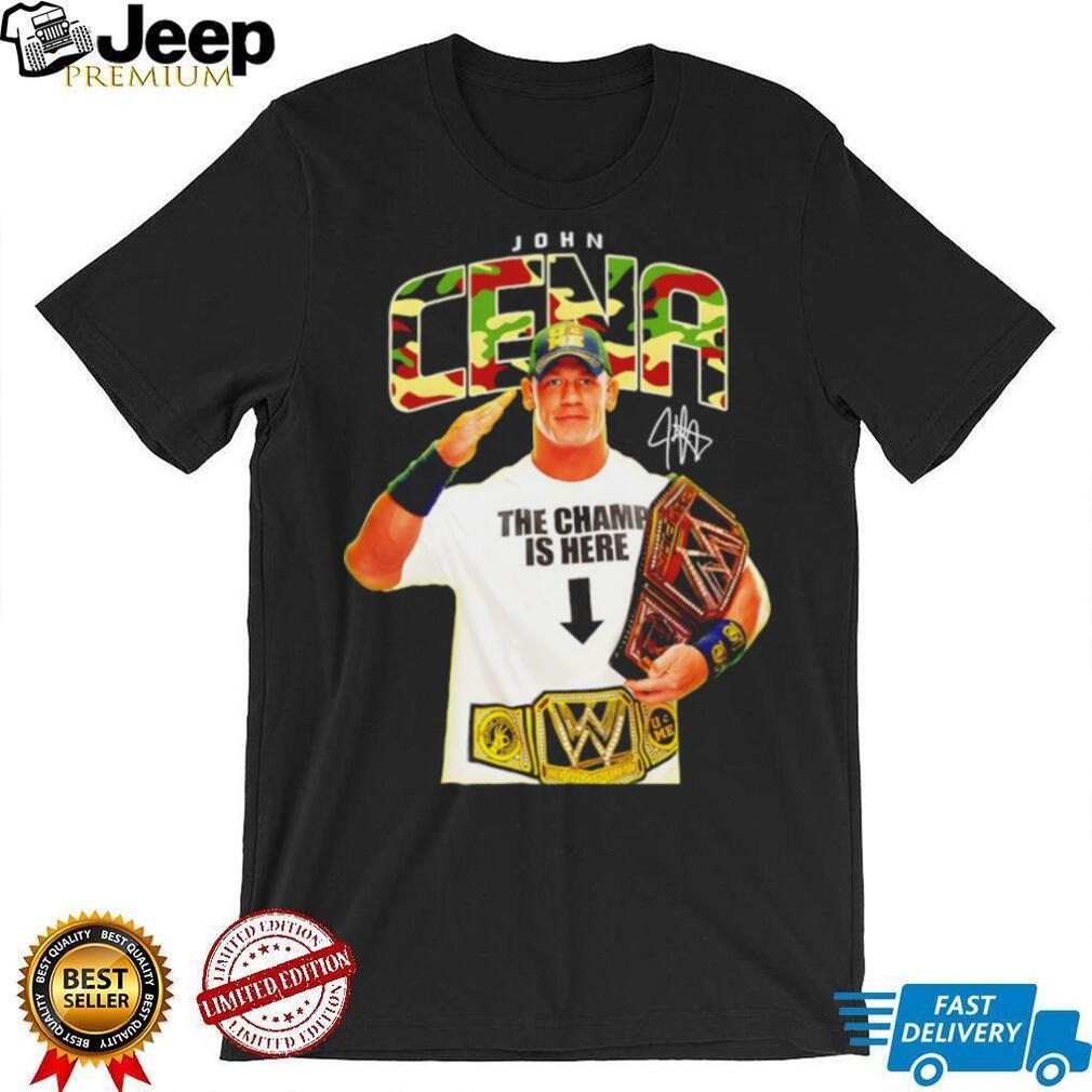 John Cena WWE the champ is here Champion belt signature shirt John Cena WWE the champ is here Champion belt signature shirt