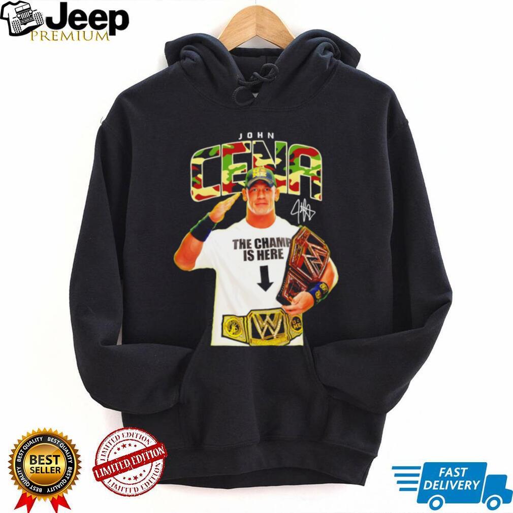 John Cena WWE the champ is here Champion belt signature shirt John Cena WWE the champ is here Champion belt signature shirt