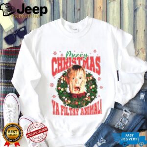 Kevin Mccallister Home Alone movie ya filthy animal Merry Christmas shirt